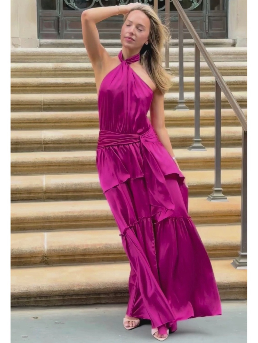 New Few Moda x Greta Louise Tome Sintra Maxi Dress Cascading Tiers Size 6